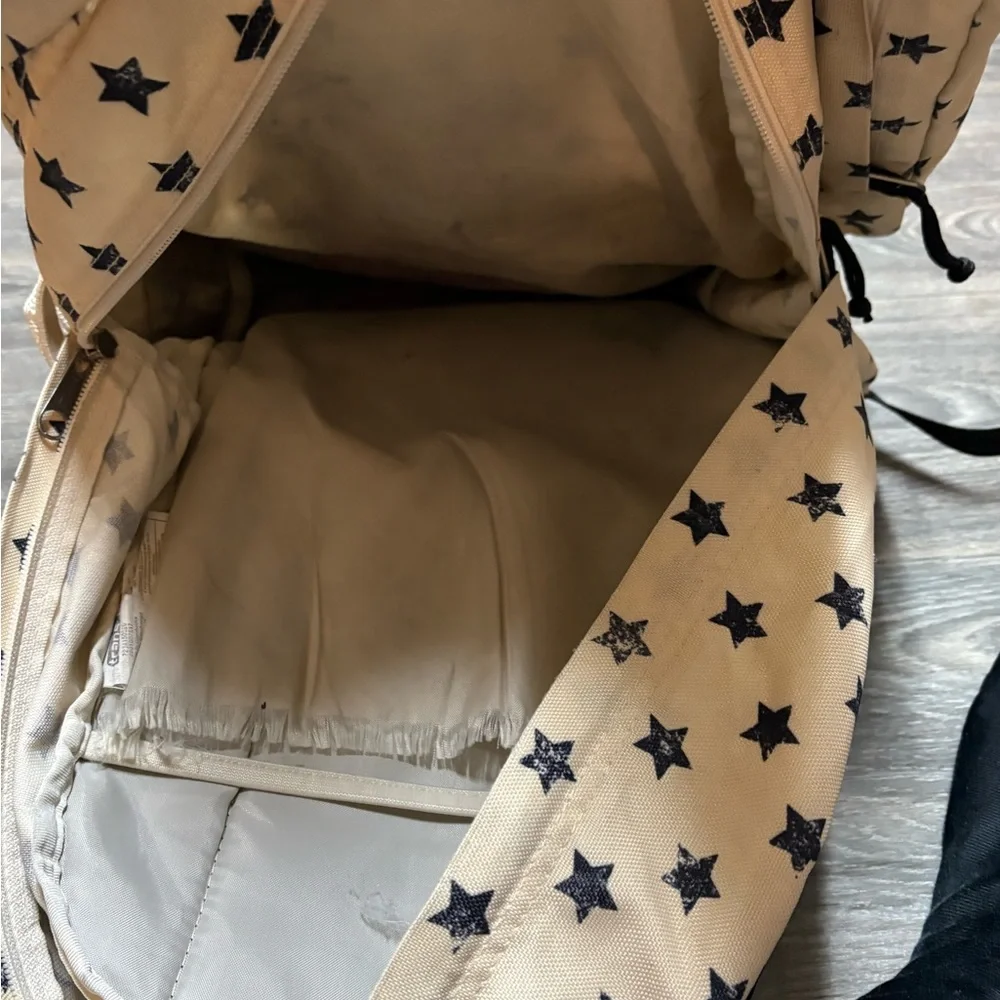 Star Patterned Trans Jansport Backpack - Cream and Brown